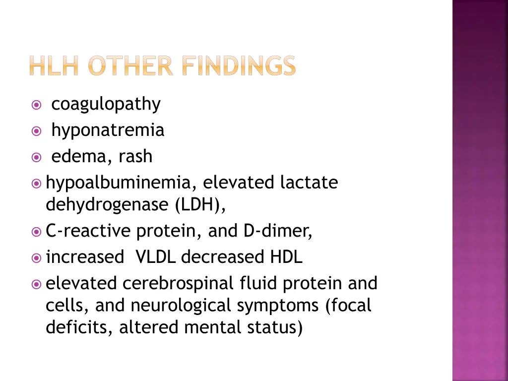 hlh other findings