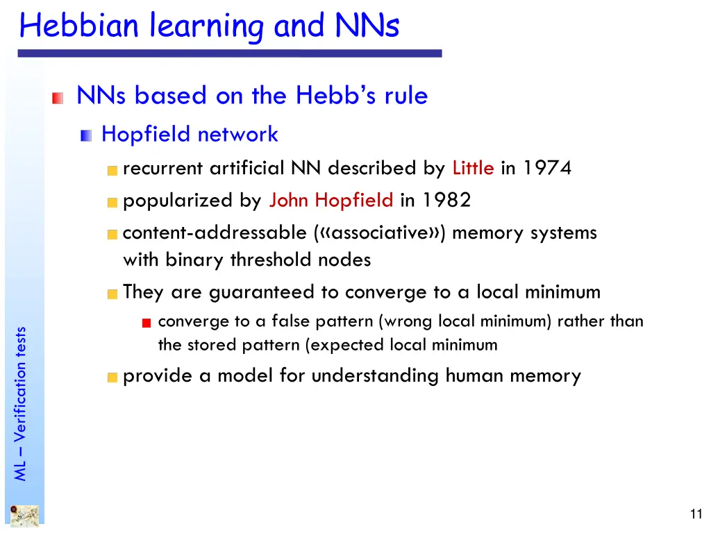 hebbian learning and nns