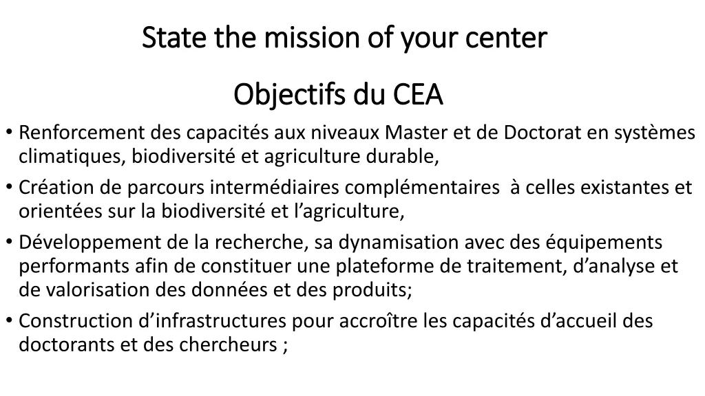 state the mission of your center state