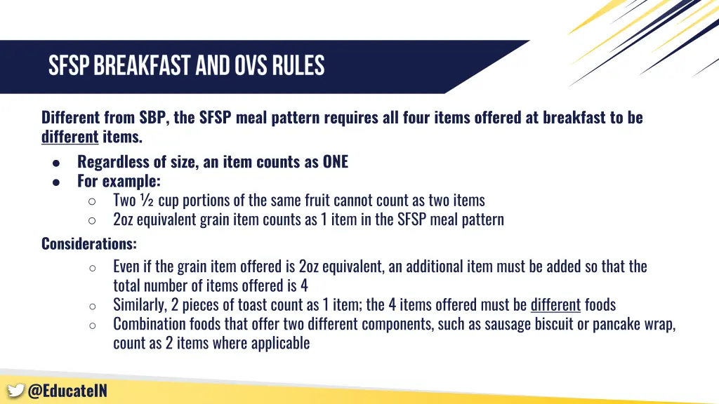 different from sbp the sfsp meal pattern requires