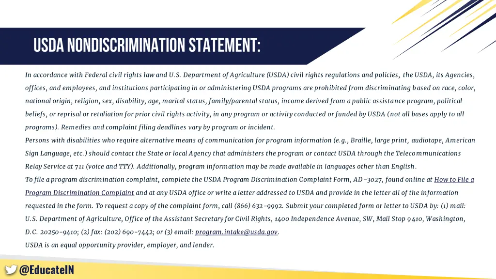 in accordance with federal civil rights