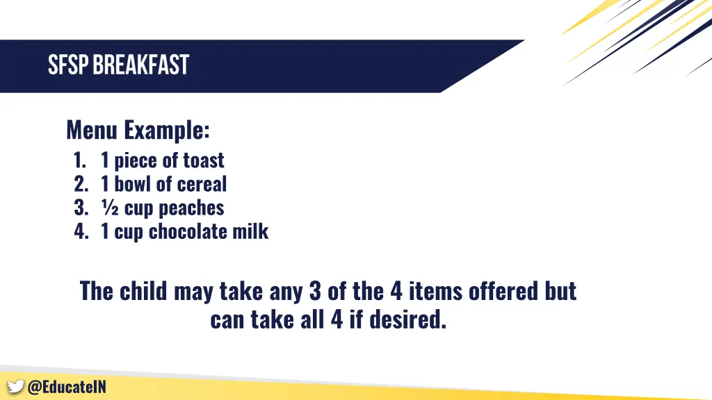 menu example 1 1 piece of toast 2 1 bowl