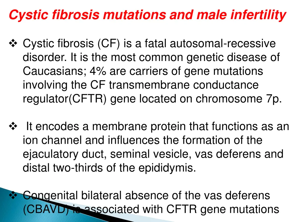 cystic fibrosis mutations and male infertility