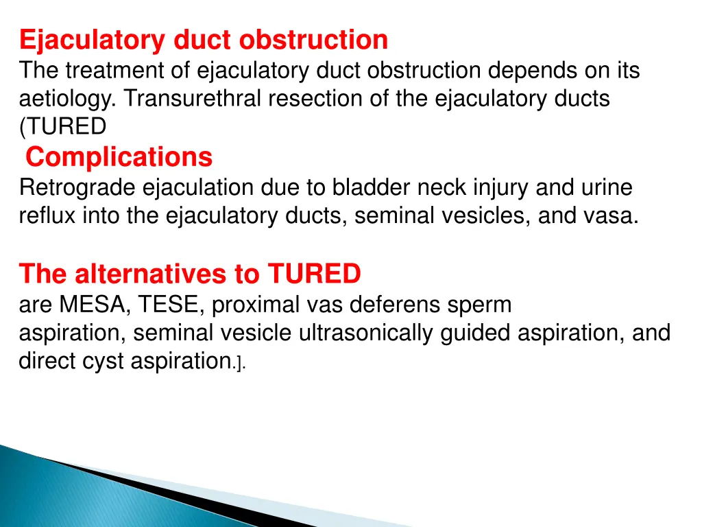 ejaculatory duct obstruction the treatment