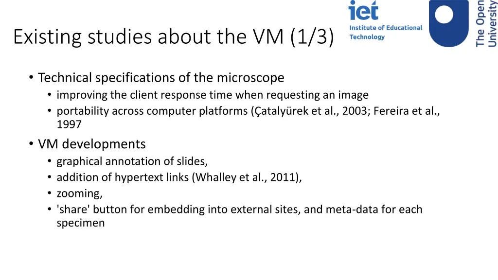 existing studies about the vm 1 3