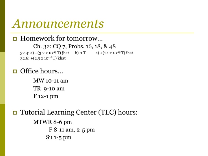 announcements