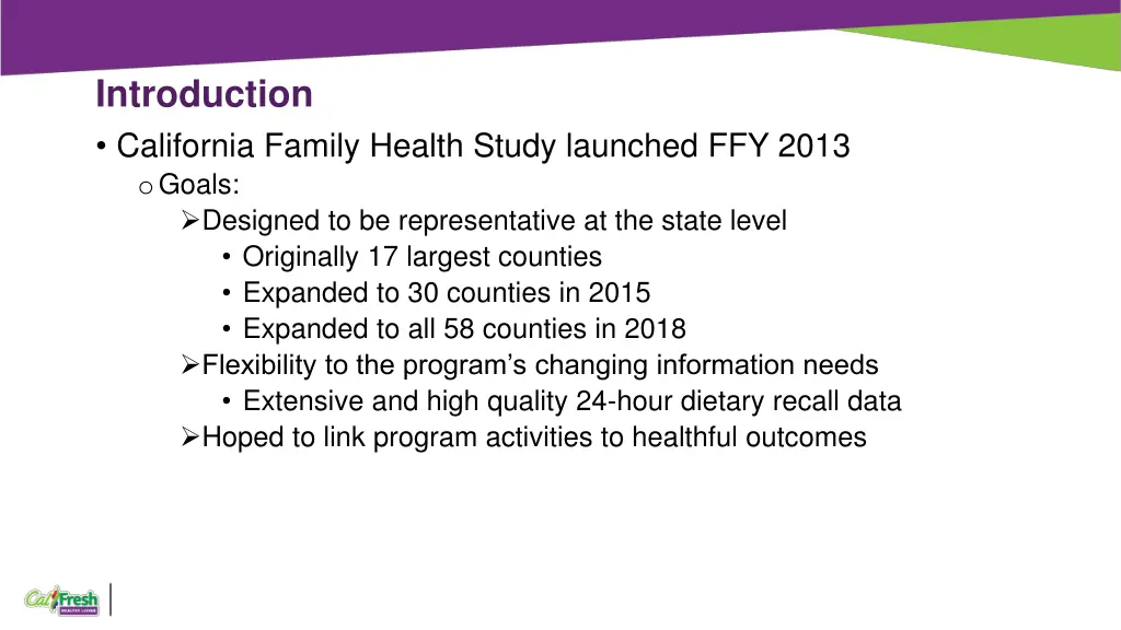 introduction california family health study