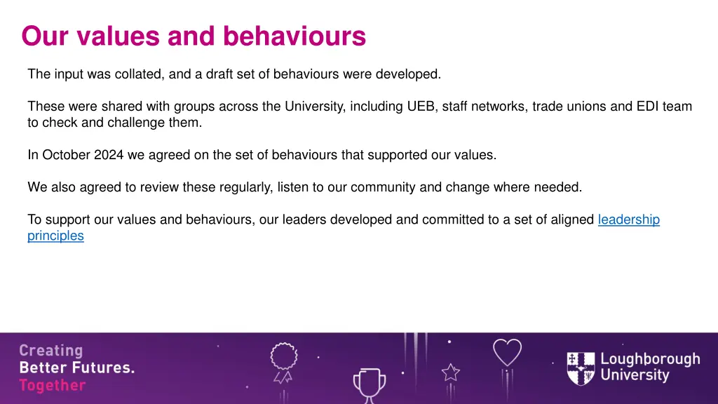 our values and behaviours