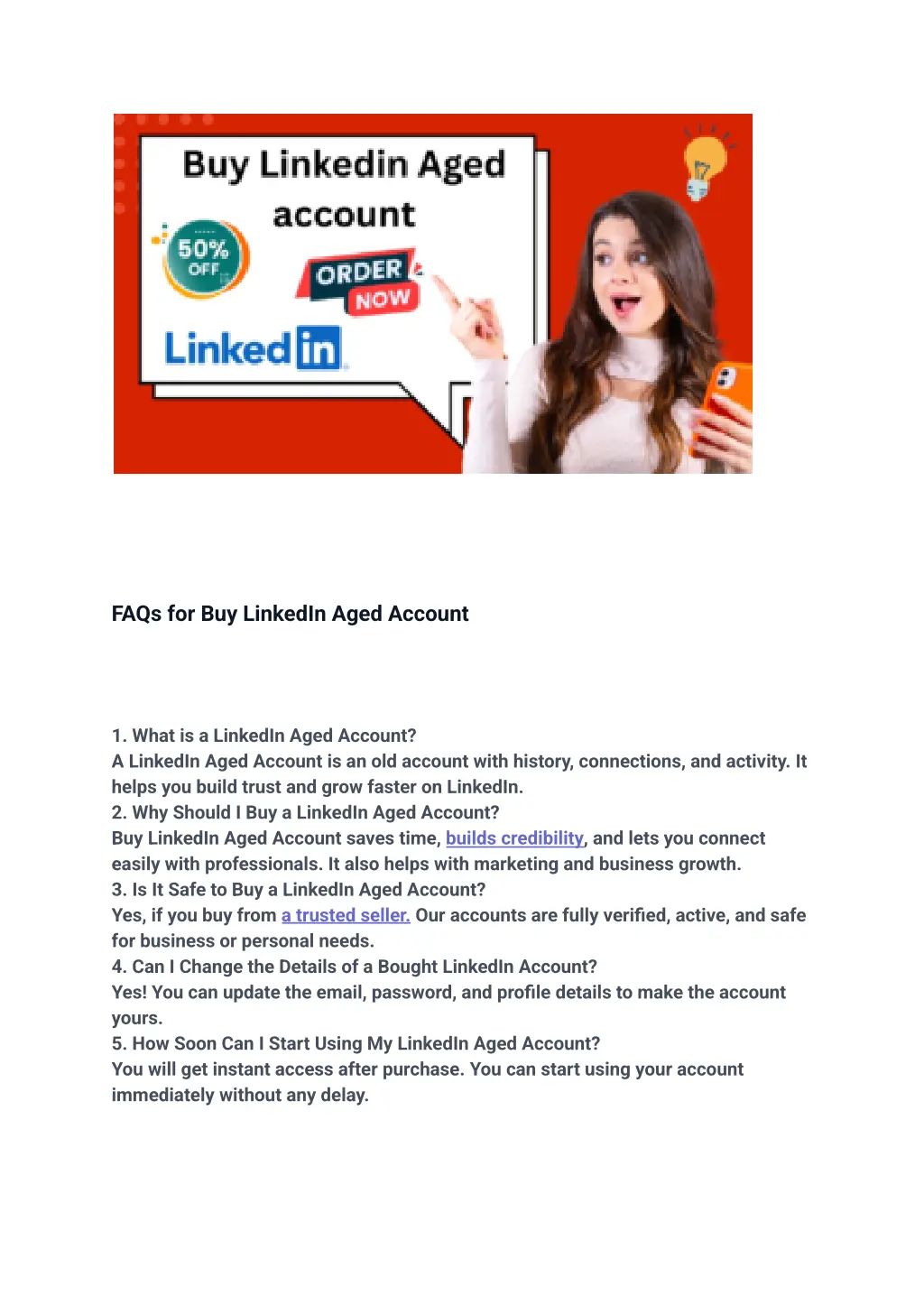 faqs for buy linkedin aged account