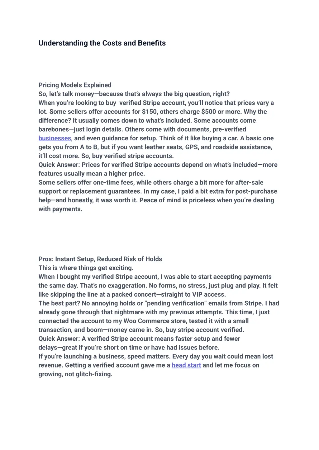 understanding the costs and benefits