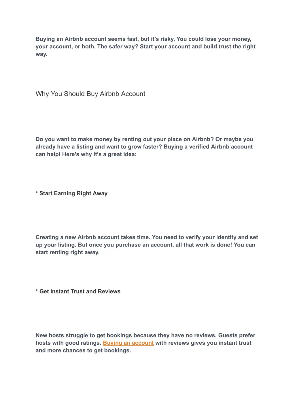 buying an airbnb account seems fast