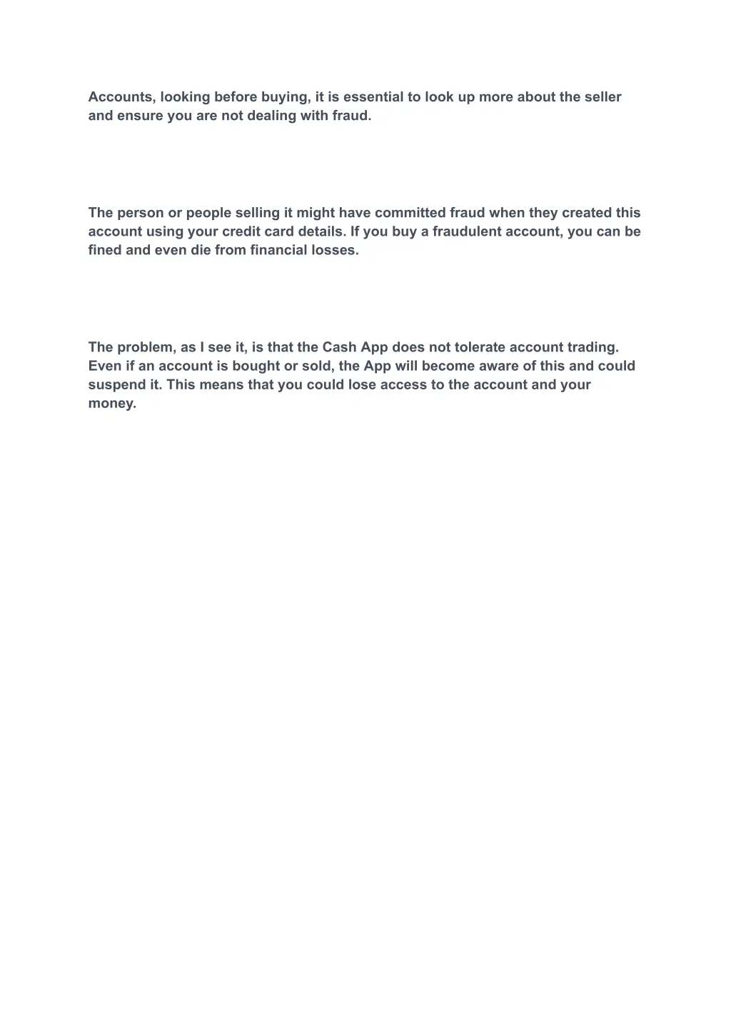 accounts looking before buying it is essential