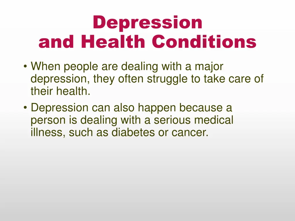 depression and health conditions