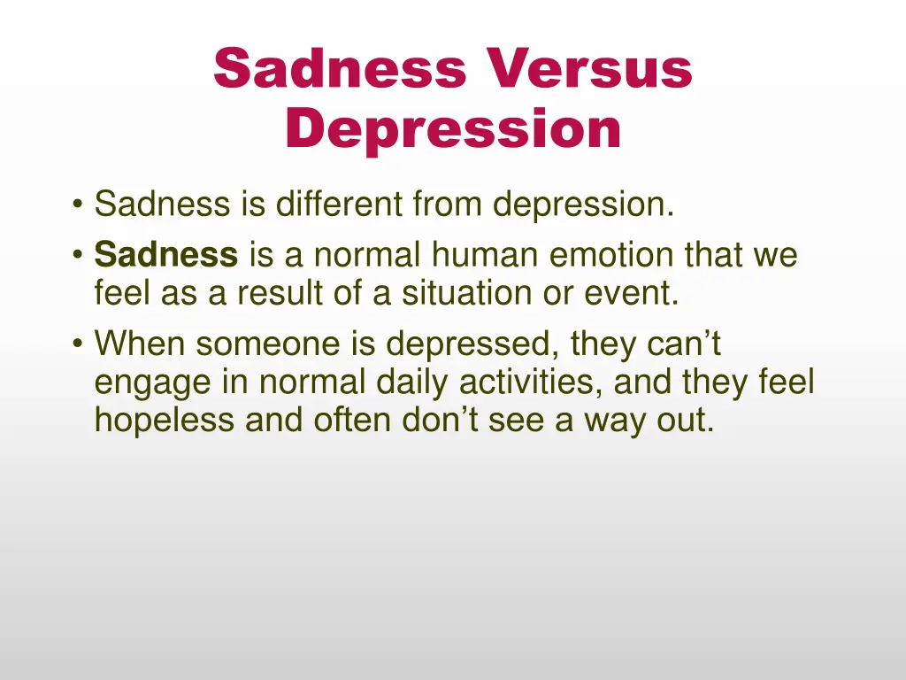 sadness versus depression