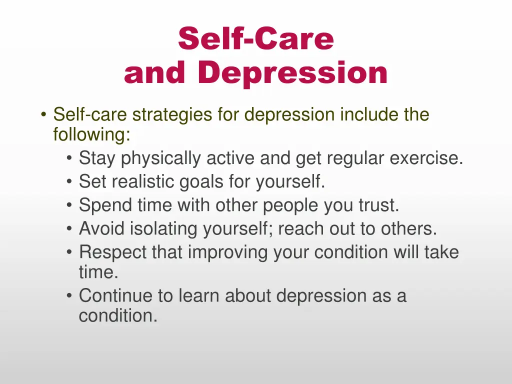 self care and depression