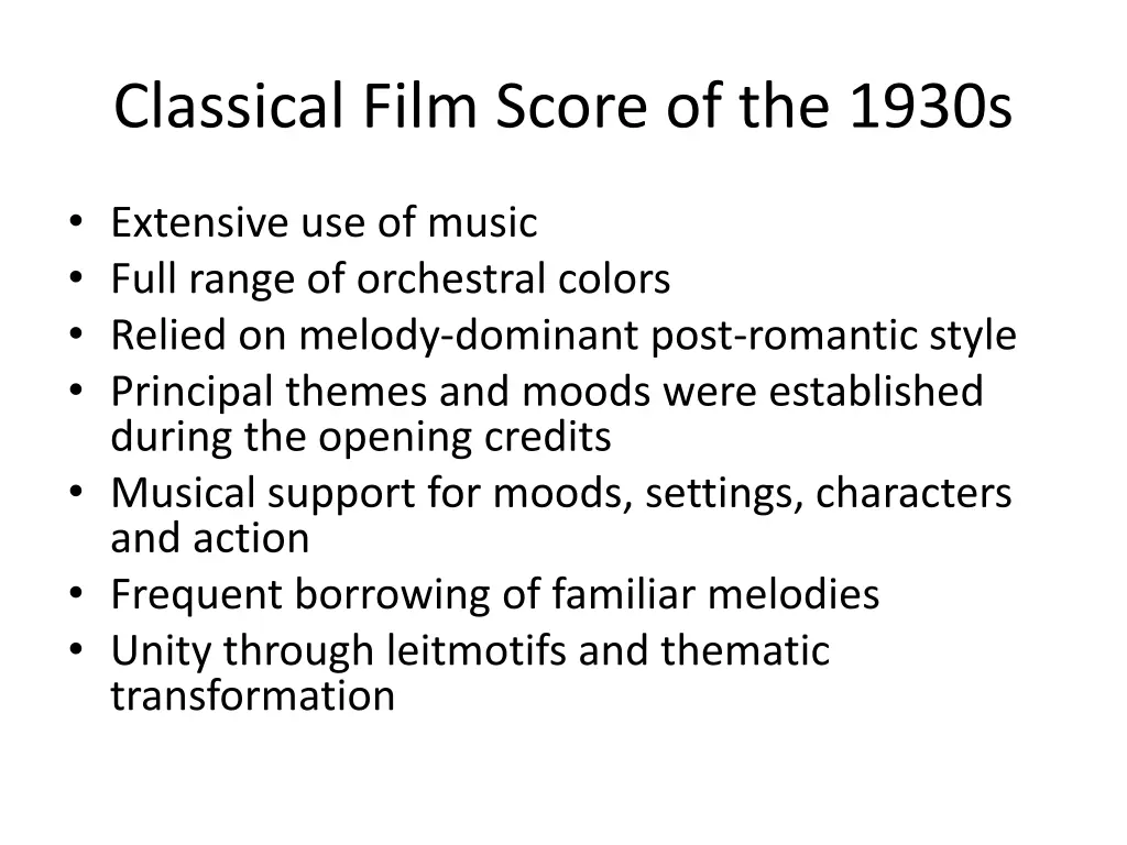 classical film score of the 1930s