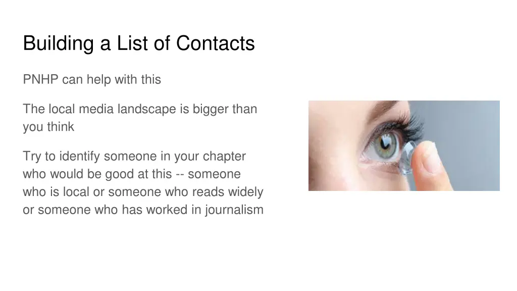 building a list of contacts