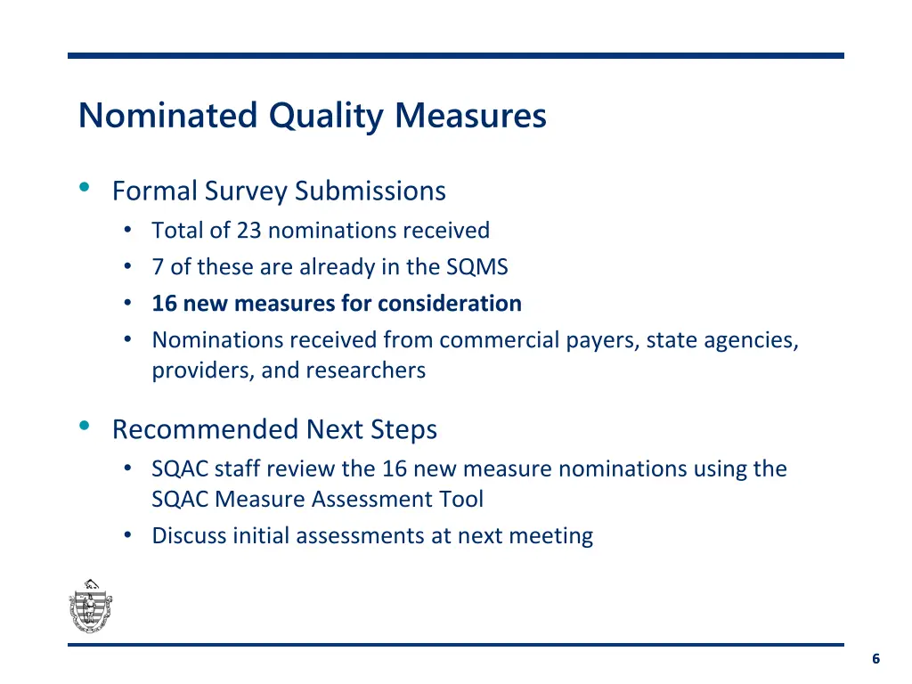 nominated quality measures