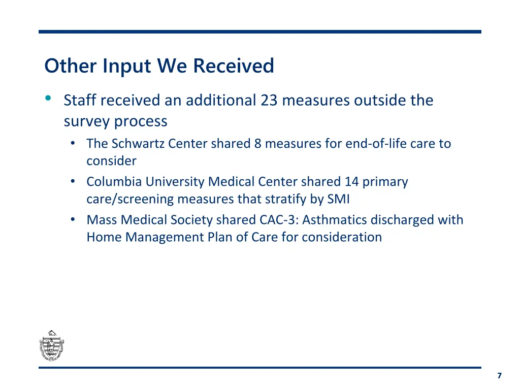 other input we received staff received