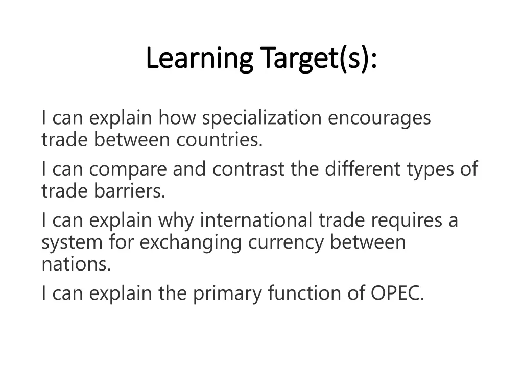 learning target s learning target s