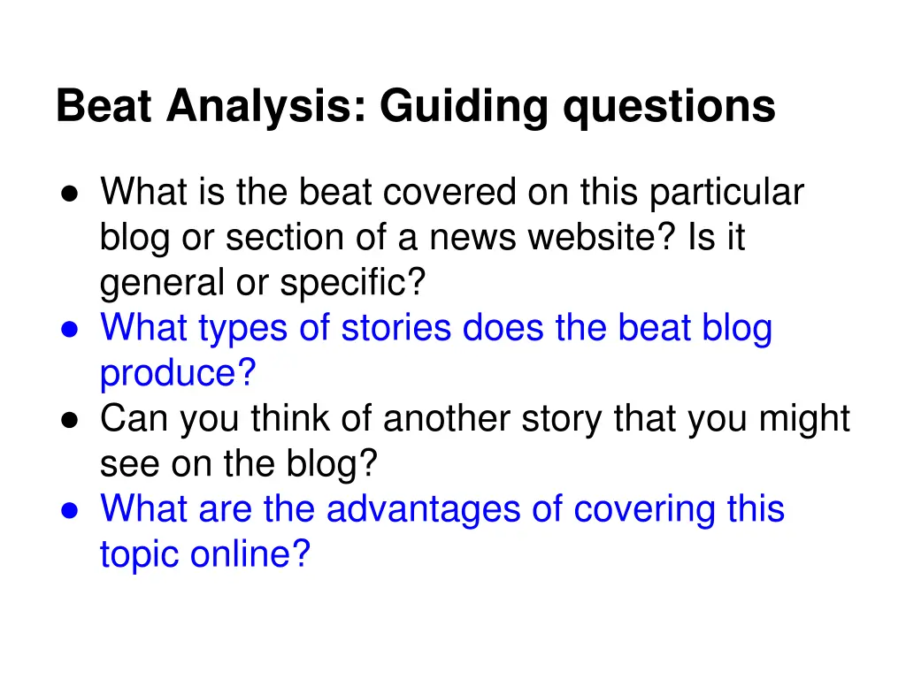 beat analysis guiding questions