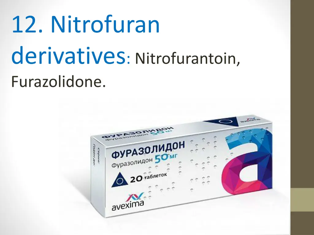 12 nitrofuran derivatives nitrofurantoin