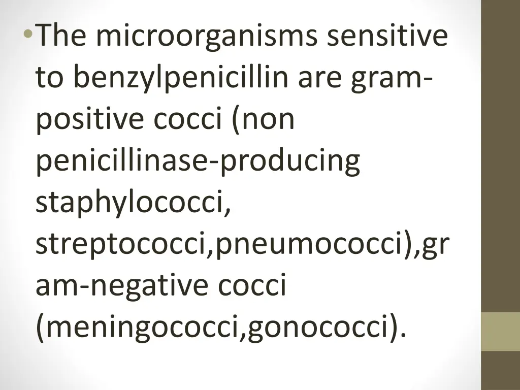 the microorganisms sensitive to benzylpenicillin