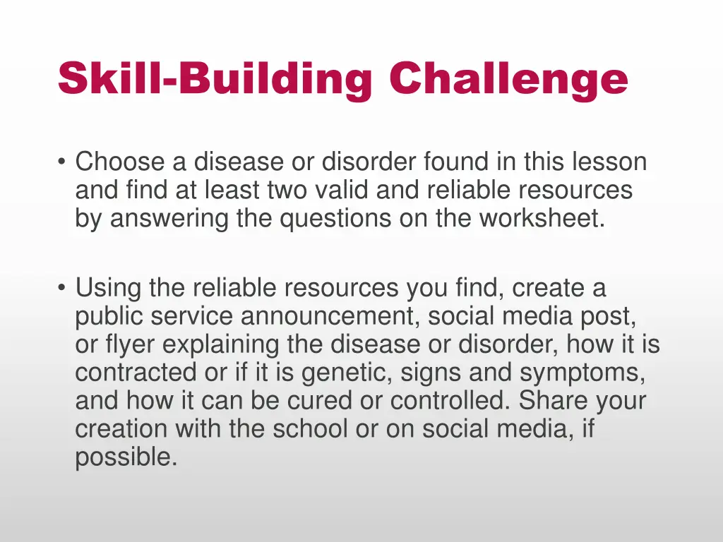 skill building challenge