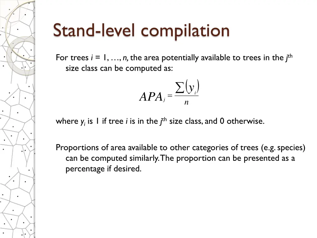 stand level compilation