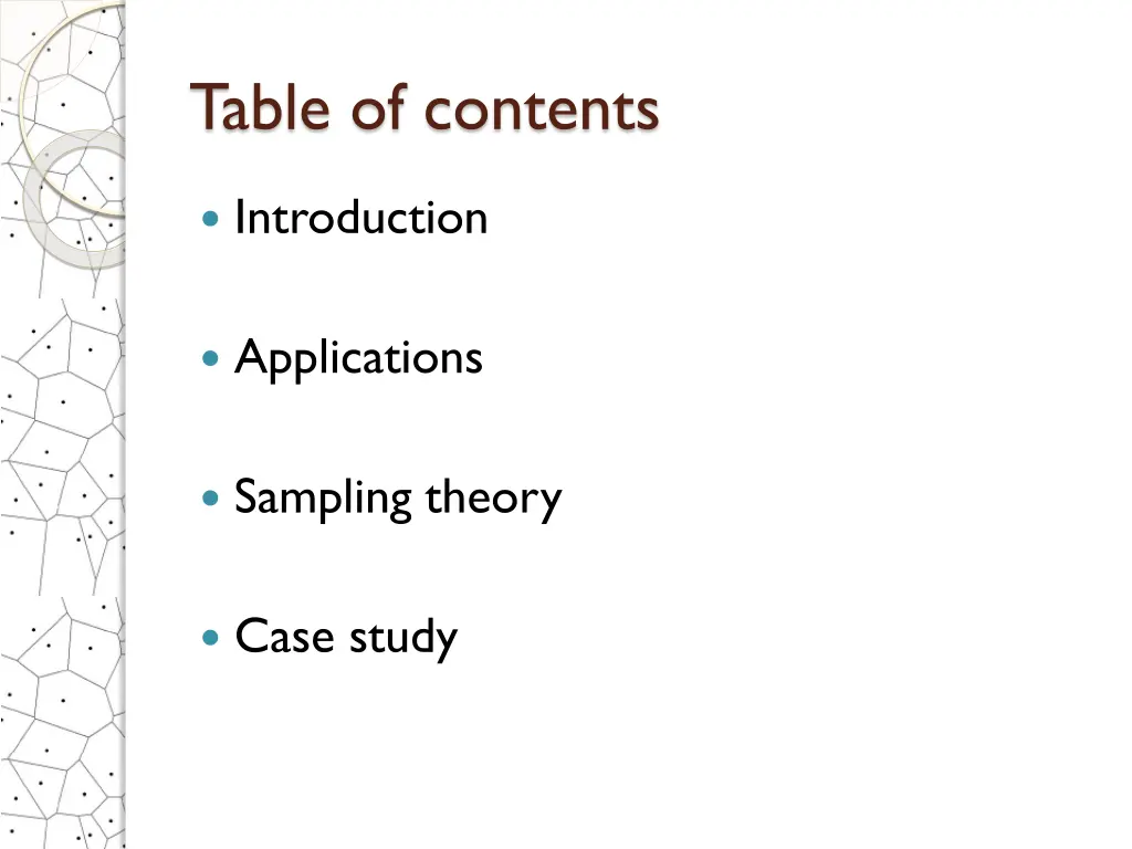 table of contents