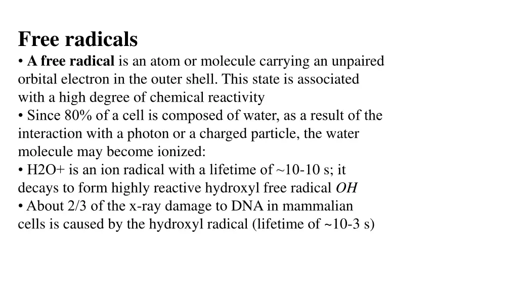 free radicals a free radical is an atom