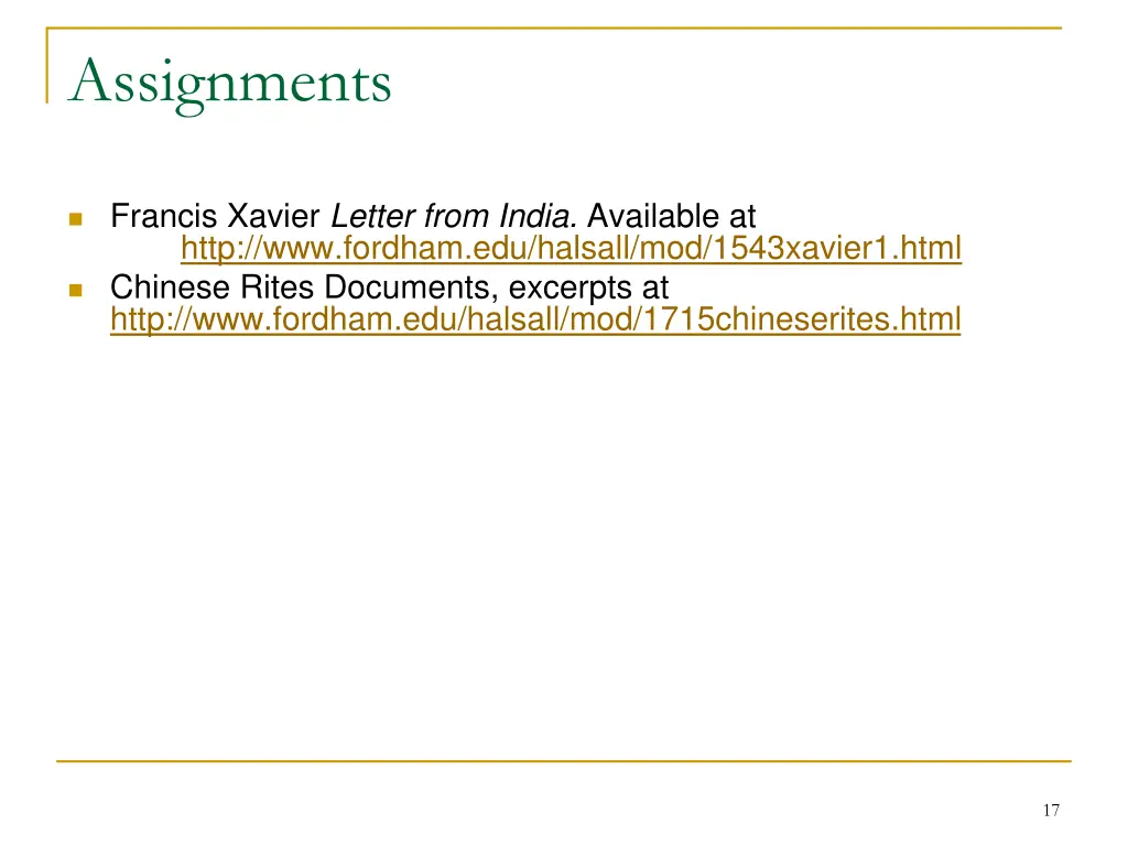 assignments