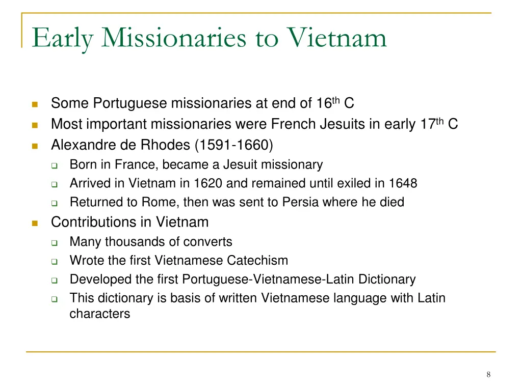 early missionaries to vietnam