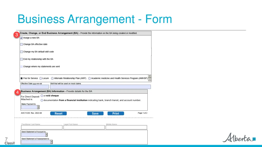 business arrangement form 1