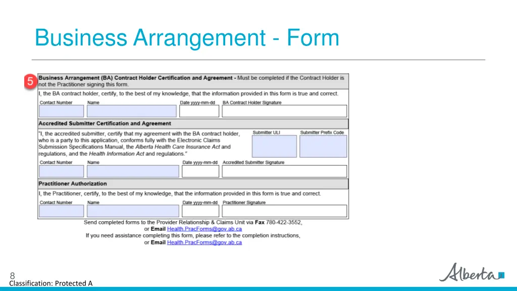 business arrangement form 2