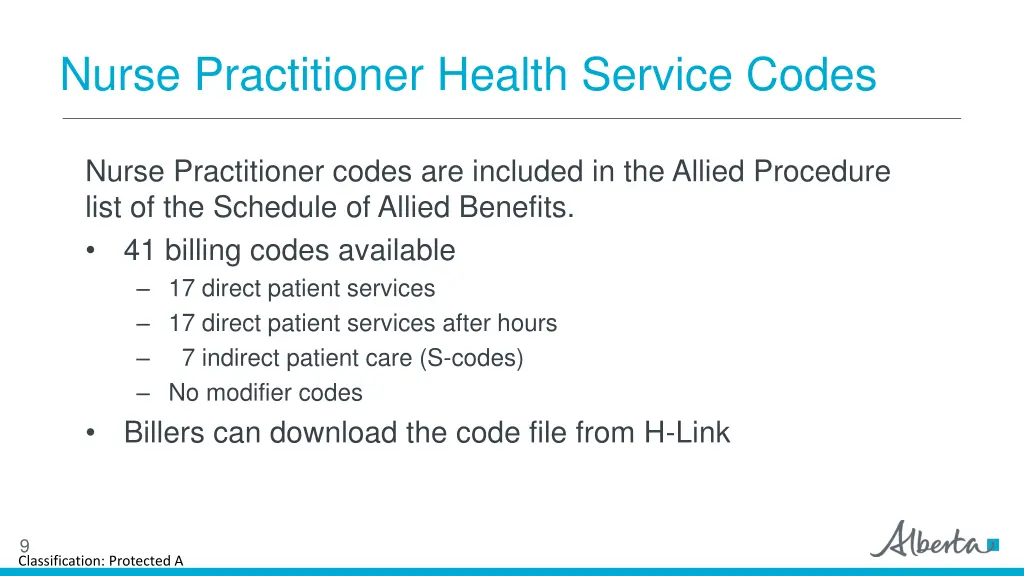 nurse practitioner health service codes