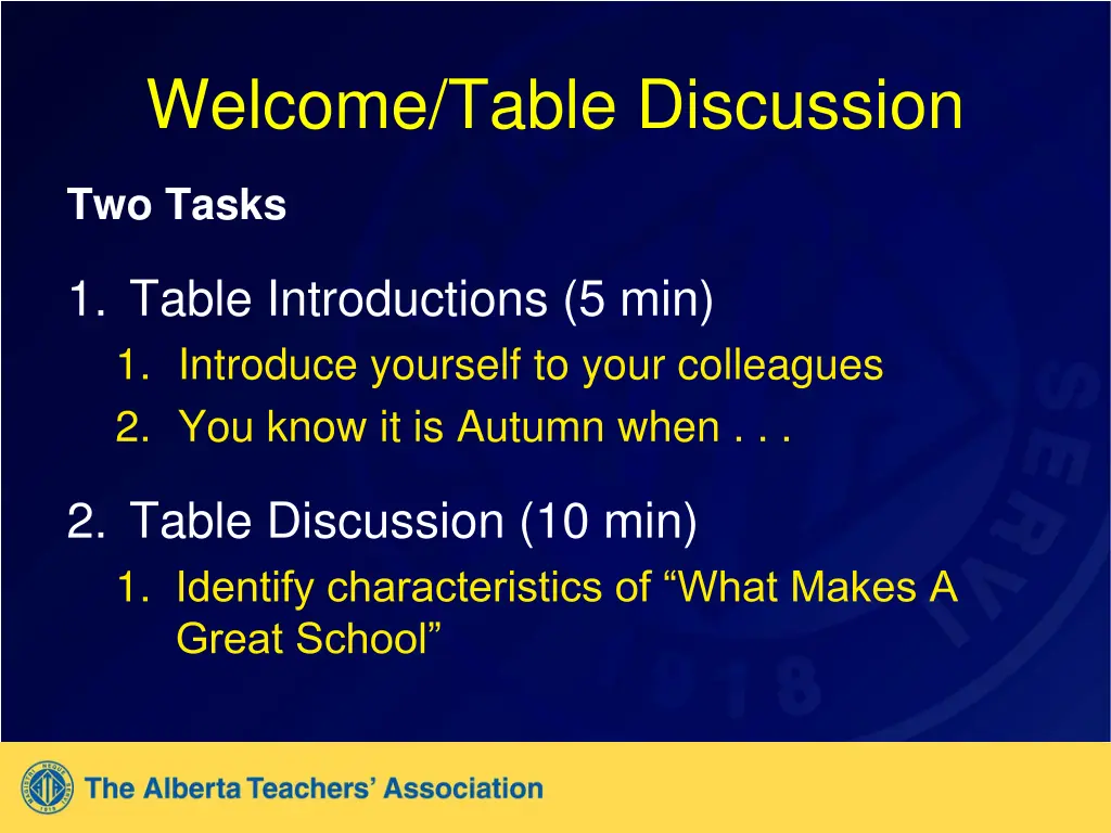 welcome table discussion