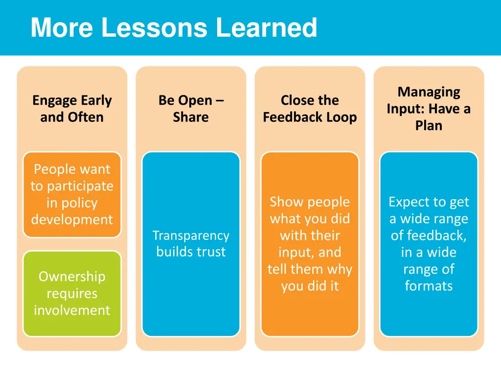 more lessons learned