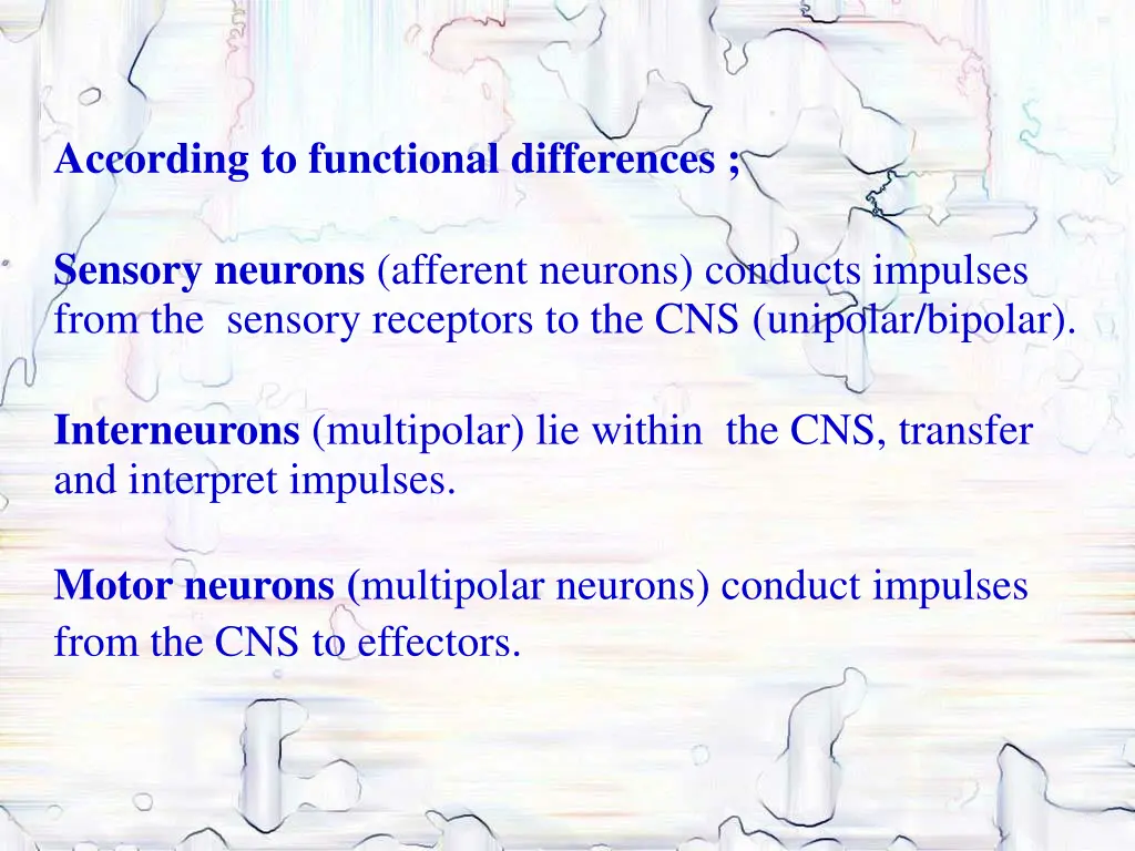 according to functional differences