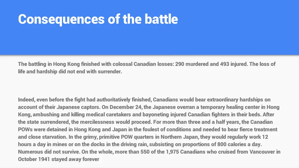 consequences of the battle