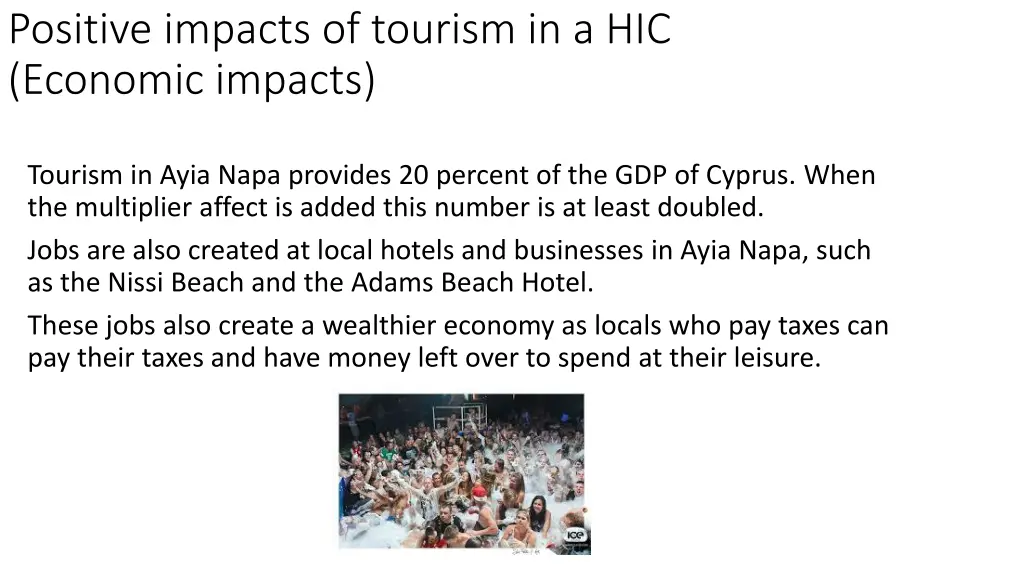 positive impacts of tourism in a hic economic