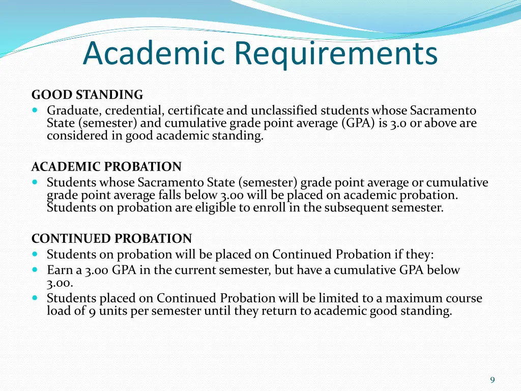 academic requirements