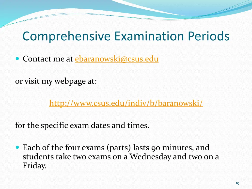 comprehensive examination periods 1