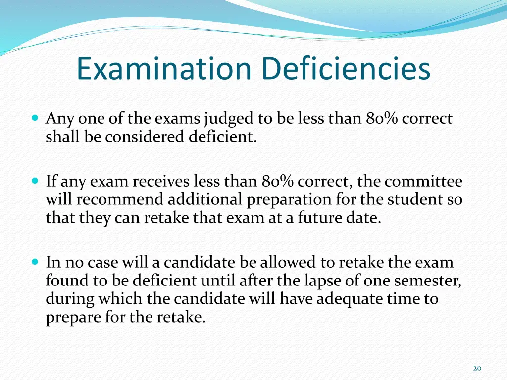 examination deficiencies