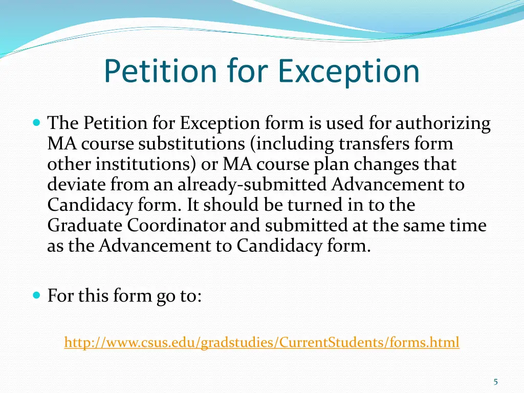 petition for exception