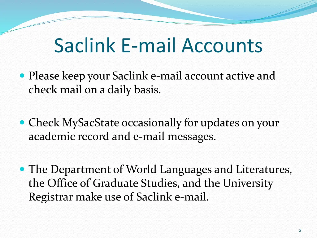 saclink e mail accounts