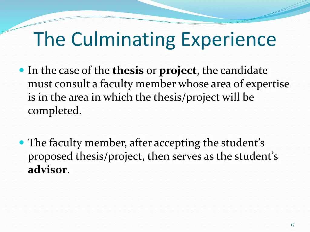 the culminating experience