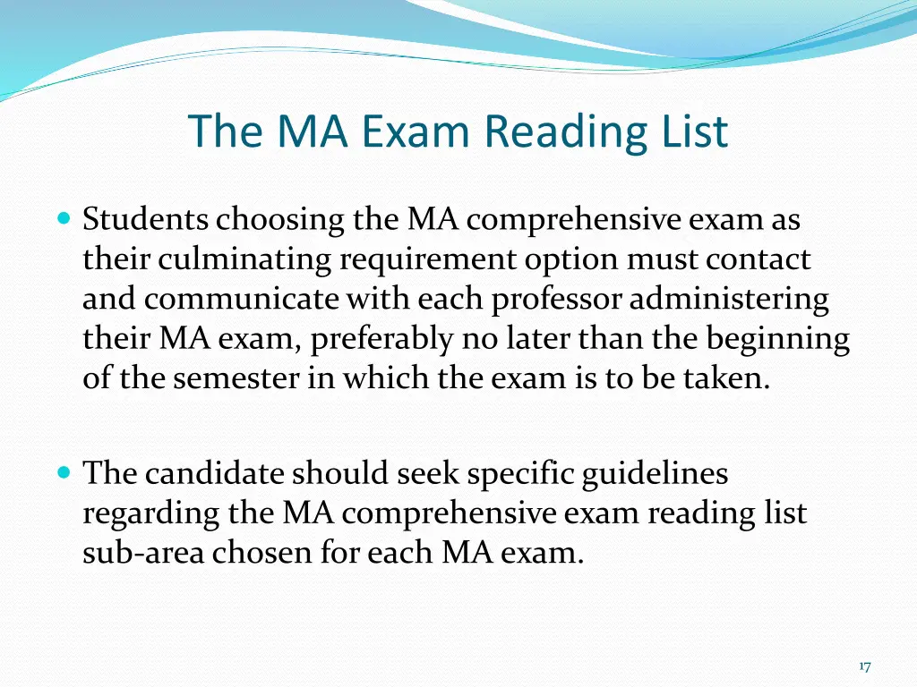 the ma exam reading list