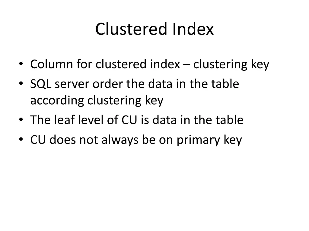 clustered index