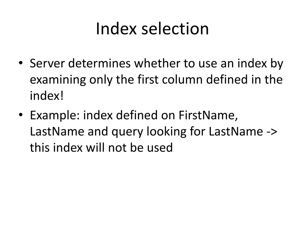 index selection